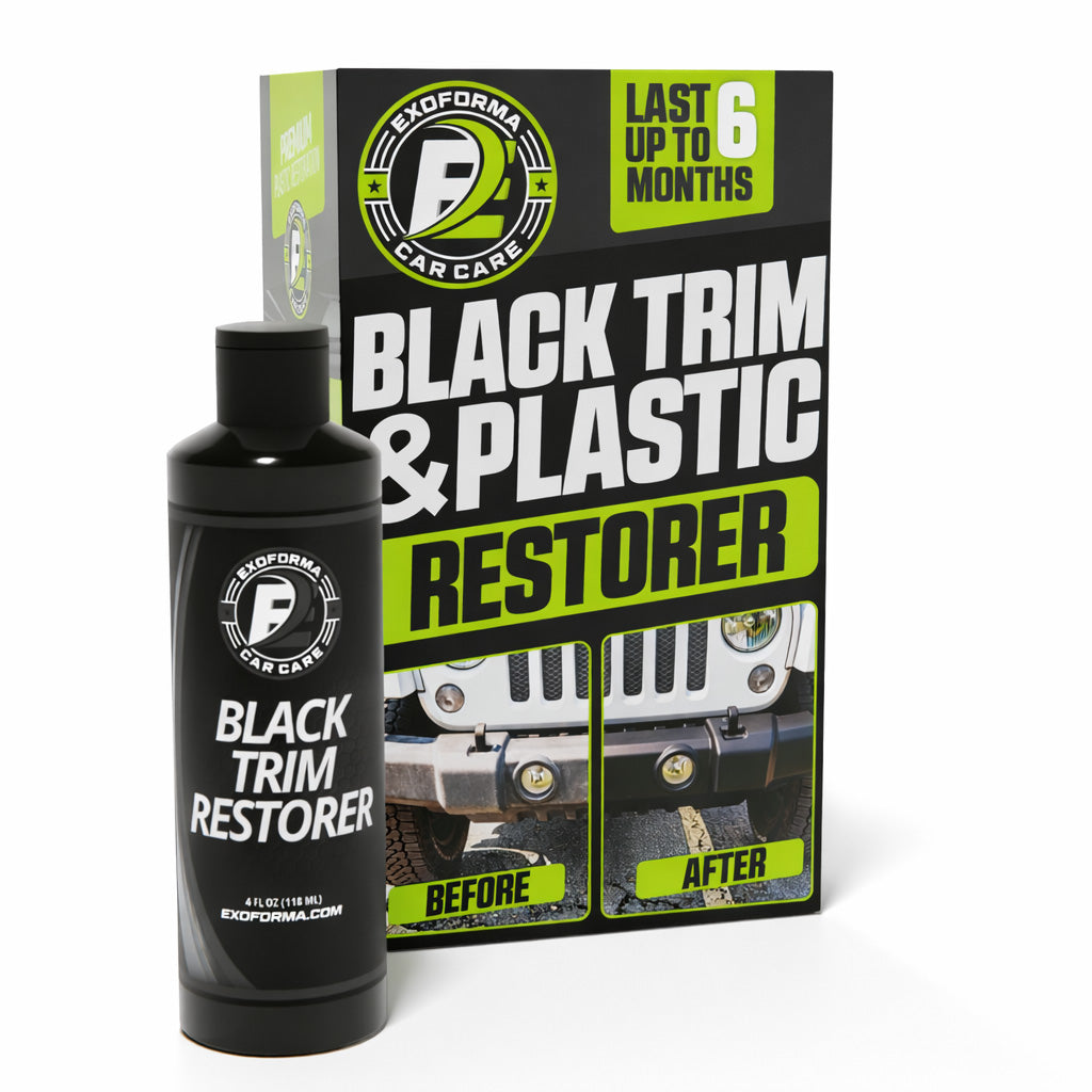 Exoforma Black Trim Restorer - Restores Factory Black To Plastic Trim - Protects Against Uv Rays - Unique Dye-Infused Formula Lasts 6+ Months