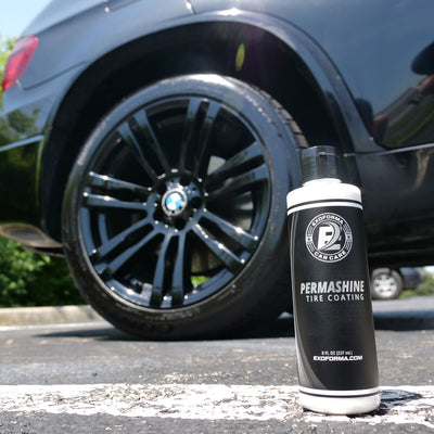 ExoForma Tire Shine - Solvent Based Durable Tire Dressing, Easy to Apply &  Lasts Weeks On Tires, Leaves Behind a Matte & Satin Deep Black Look :  Automotive 
